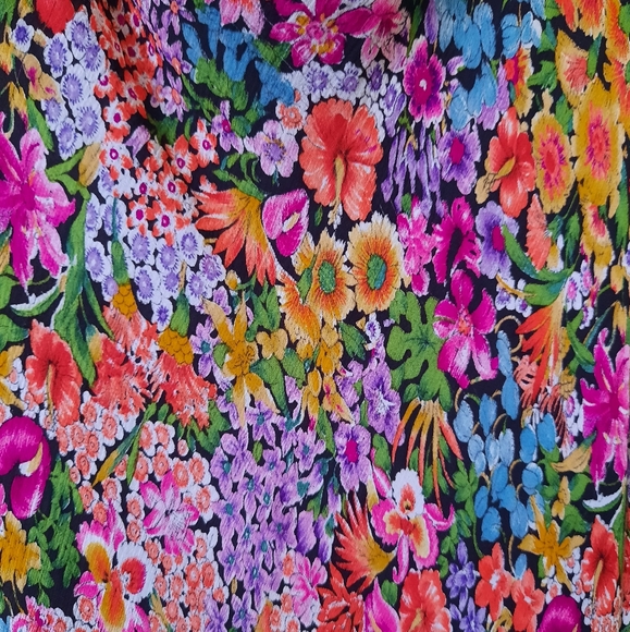 VINTAGE 90s Silk Psychedelic Floral Club Dress - Picture 2 of 4